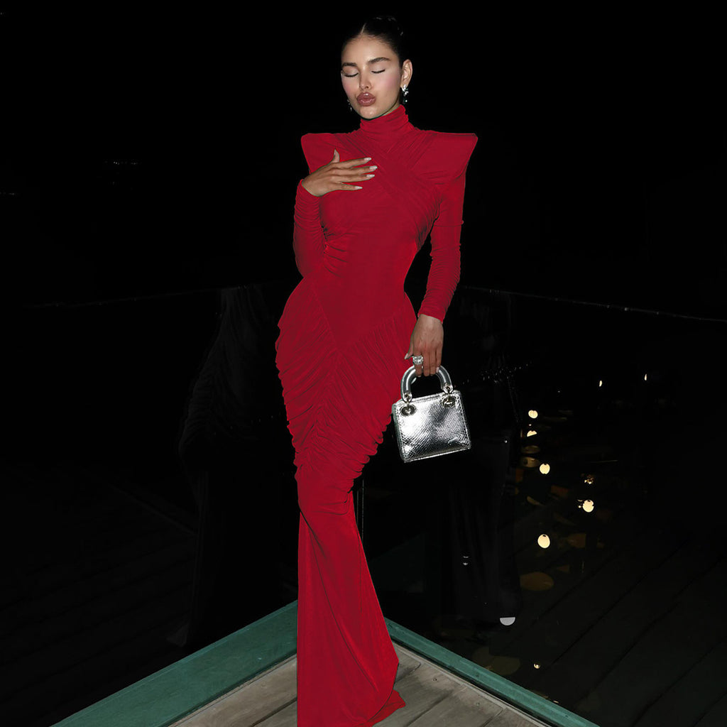 Malena Maxi Dress With Padded Shoulders