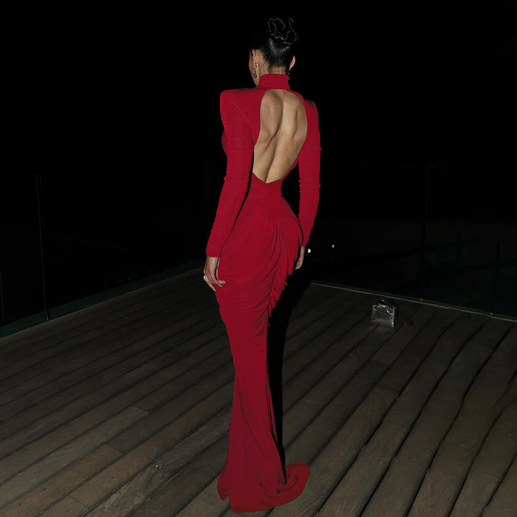 Malena Maxi Dress With Padded Shoulders